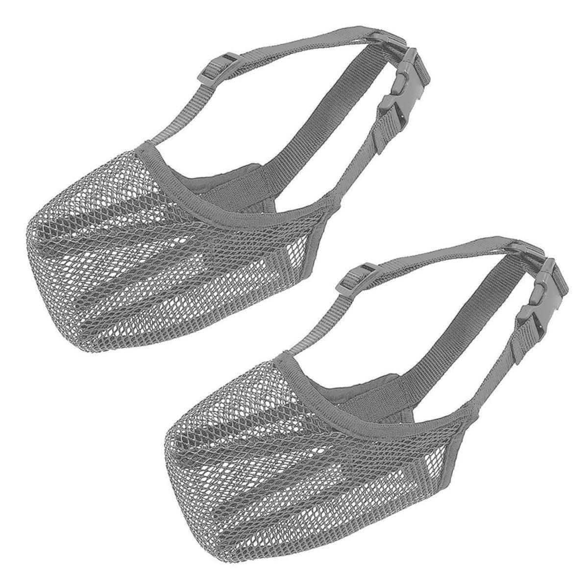 Premium Adjustable Mesh Dog Muzzles 2pcs - Black S