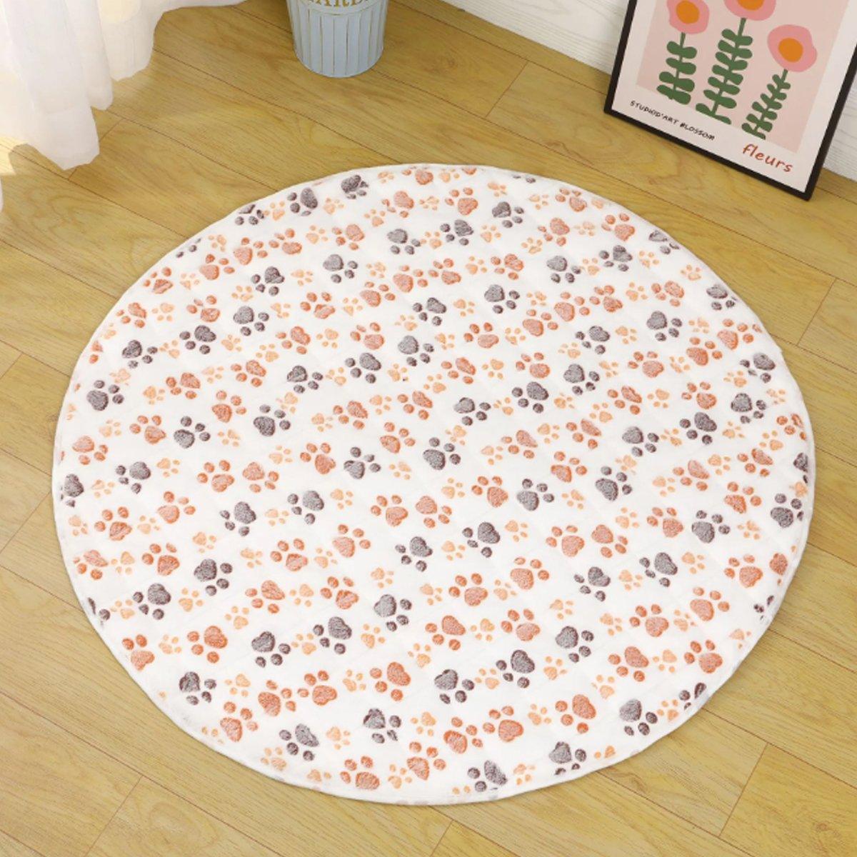 Round Waterproof Dog Pad - Non-Slip, Machine Washable, Khaki/White - 75cm - SuperSaverAU - view 4