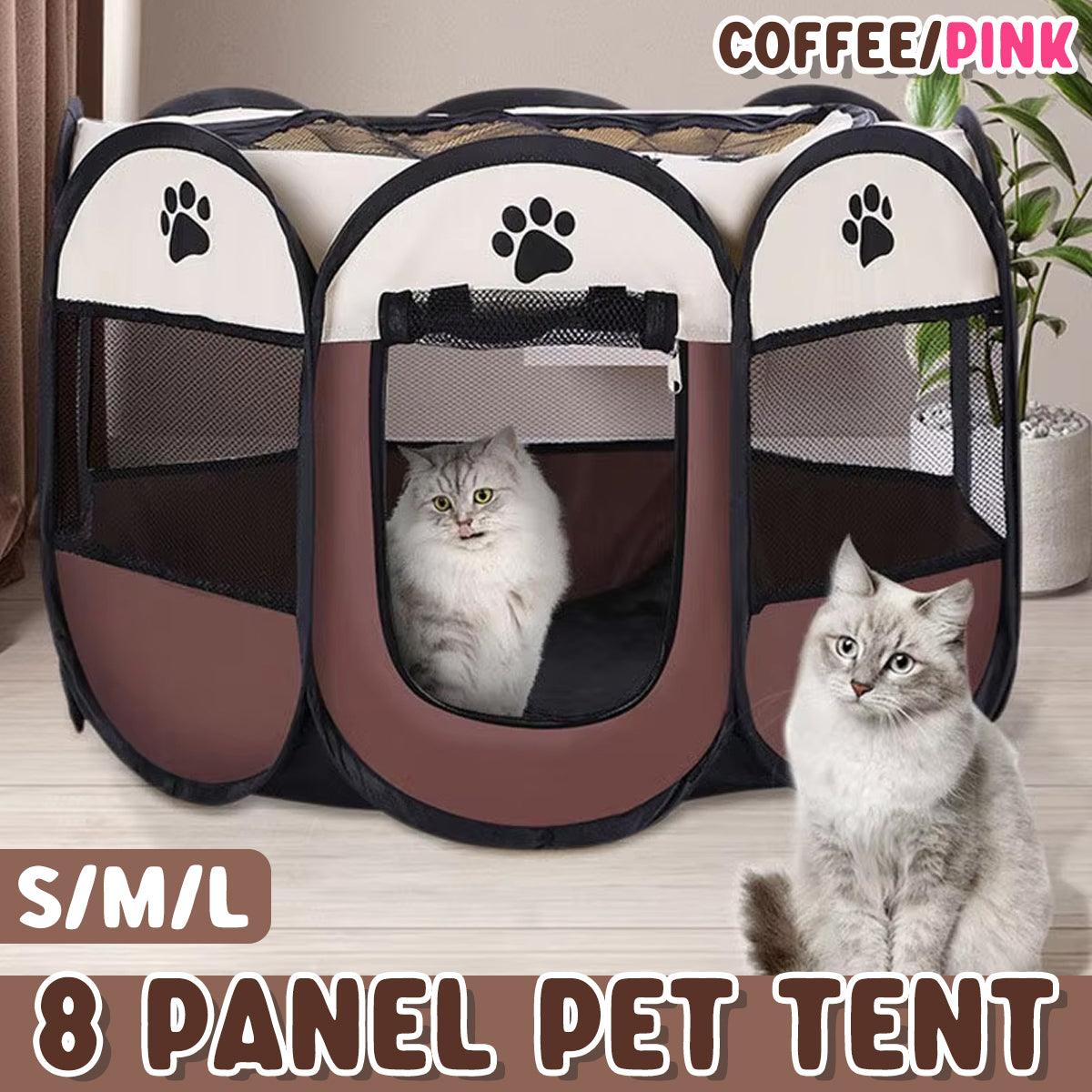 Premium Foldable Octagonal Pet Pen - Coffee L