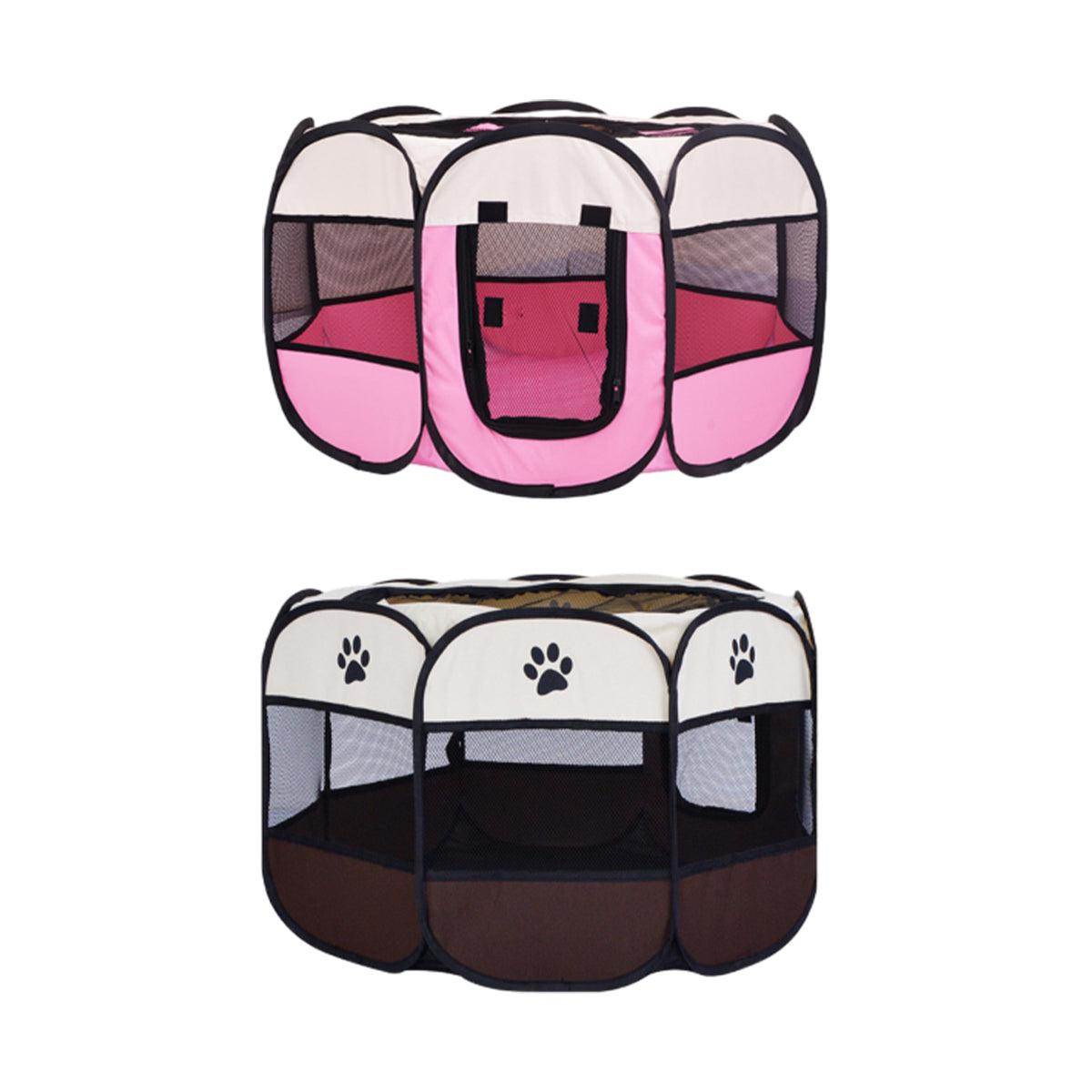 Premium Foldable Octagonal Pet Pen - Coffee L