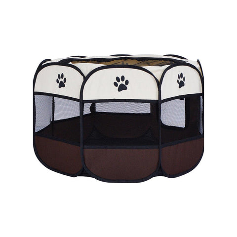 Premium Foldable Octagonal Pet Pen - Coffee L