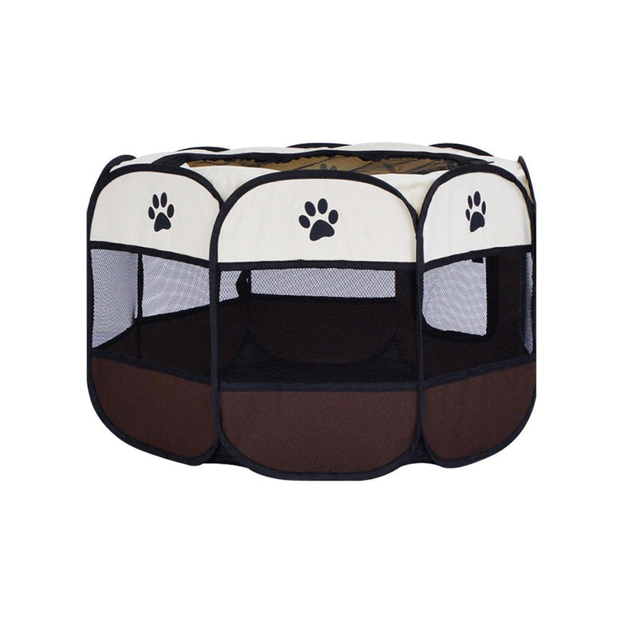 Premium Foldable Octagonal Pet Pen - Coffee L