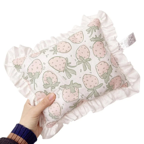 Premium Lace Cat Pillow Soft Pet Cushion - White Strawberry