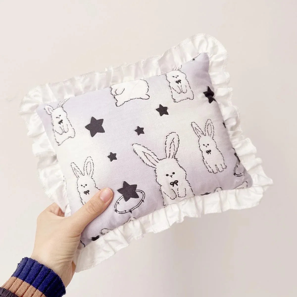 Premium Lace Cat Pillow Soft Pet Cushion - White Strawberry