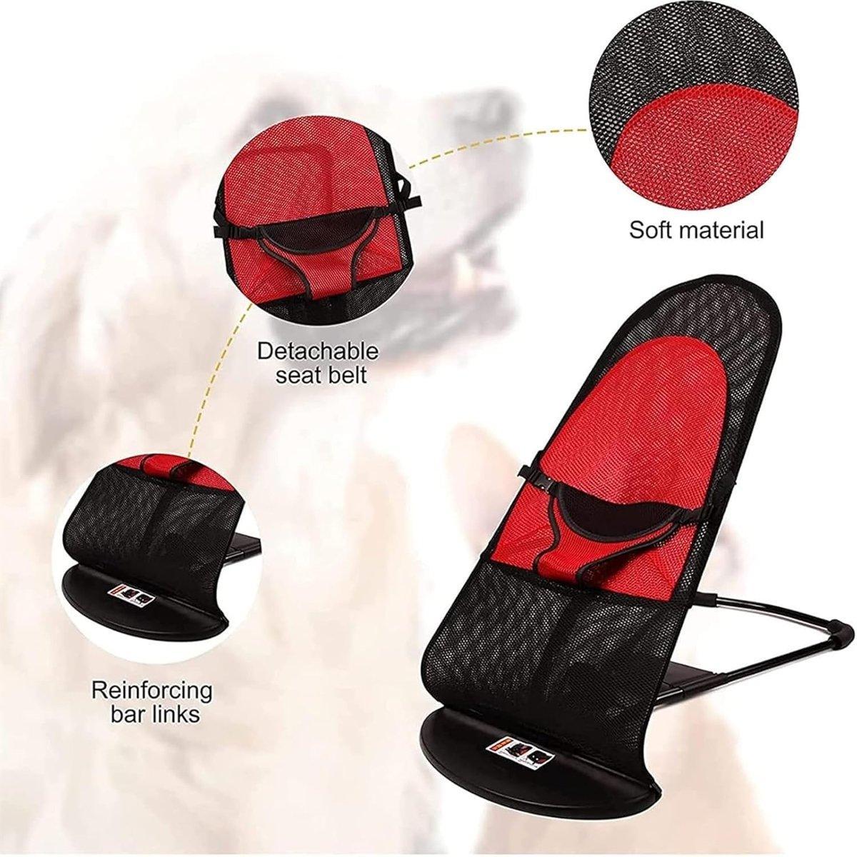Pet Rocking Chair for Dogs Cats - Foldable, Ergonomic, 78x39x42 cm, Red - SuperSaverAU - view 4