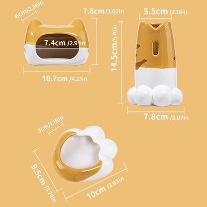 Hamster Porcelain Nest Escape House Set with Tiger Head Bowl & Claw Water Bottle, 4pcs