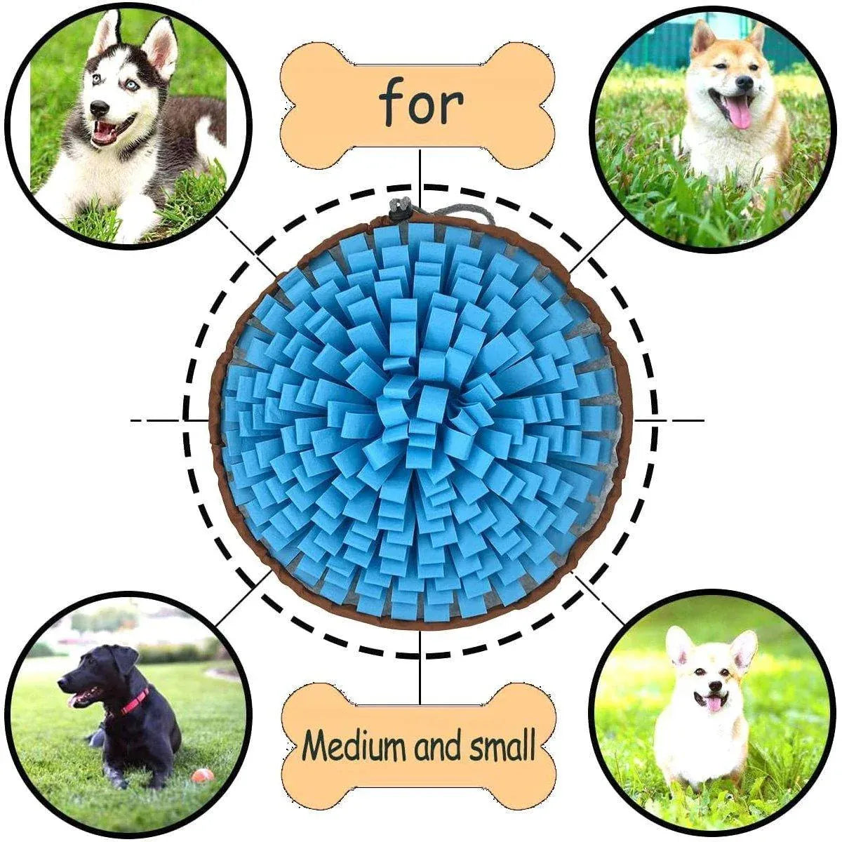Premium Blue & Brown Pet Snuffle Mat Slow Feeder Puzzle Toy