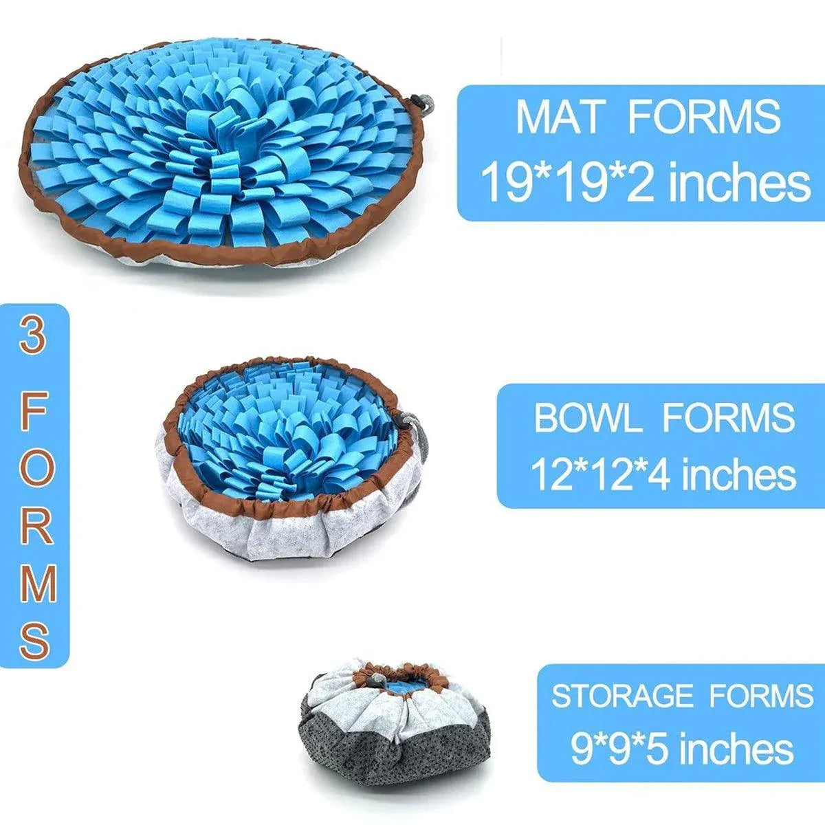 Premium Blue & Brown Pet Snuffle Mat Slow Feeder Puzzle Toy