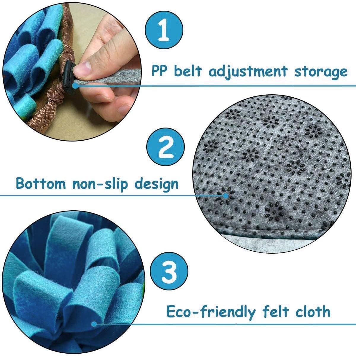 Premium Blue & Brown Pet Snuffle Mat Slow Feeder Puzzle Toy