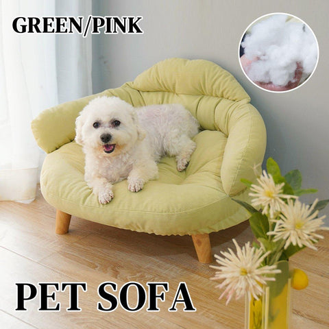 Premium Green Pet Sofa Bed with Washable Cushion & Wooden Legs