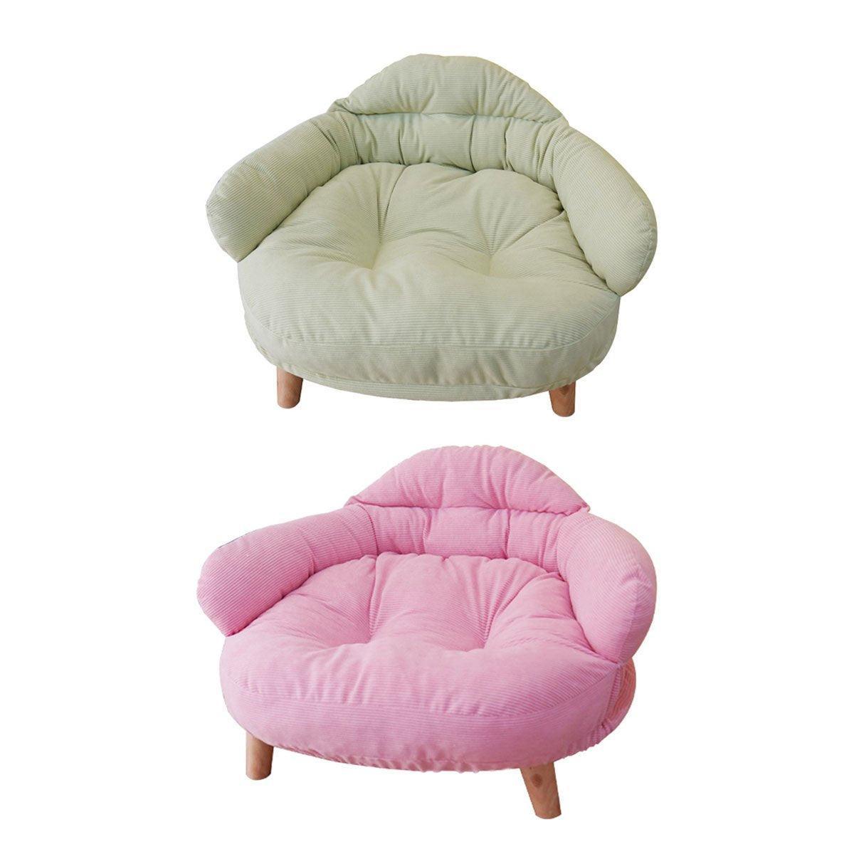 Premium Green Pet Sofa Bed with Washable Cushion & Wooden Legs