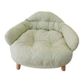 Premium Green Pet Sofa Bed with Washable Cushion & Wooden Legs