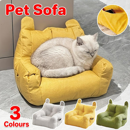 Bear-Shaped Pet Sofa Chair for Small Dogs - Comfortable Seat - Yellow