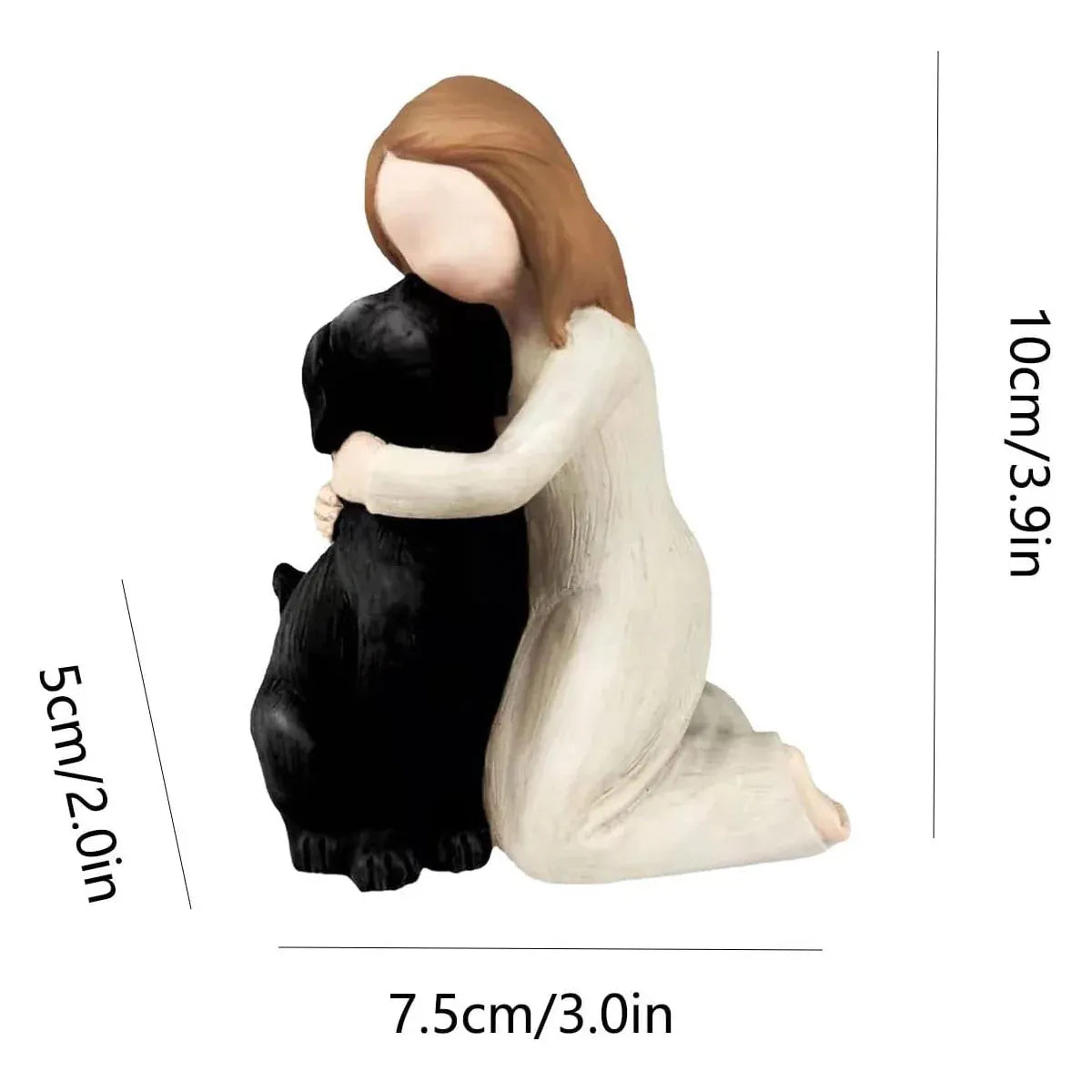 Premium Yellow Girl Hugging Dog Resin Figurine Home Decoration Gift