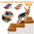 Premium Grey Foldable 3-Tier Pet Stairs with Storage - 20kg Capacity