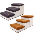 Premium Grey Foldable 3-Tier Pet Stairs with Storage - 20kg Capacity