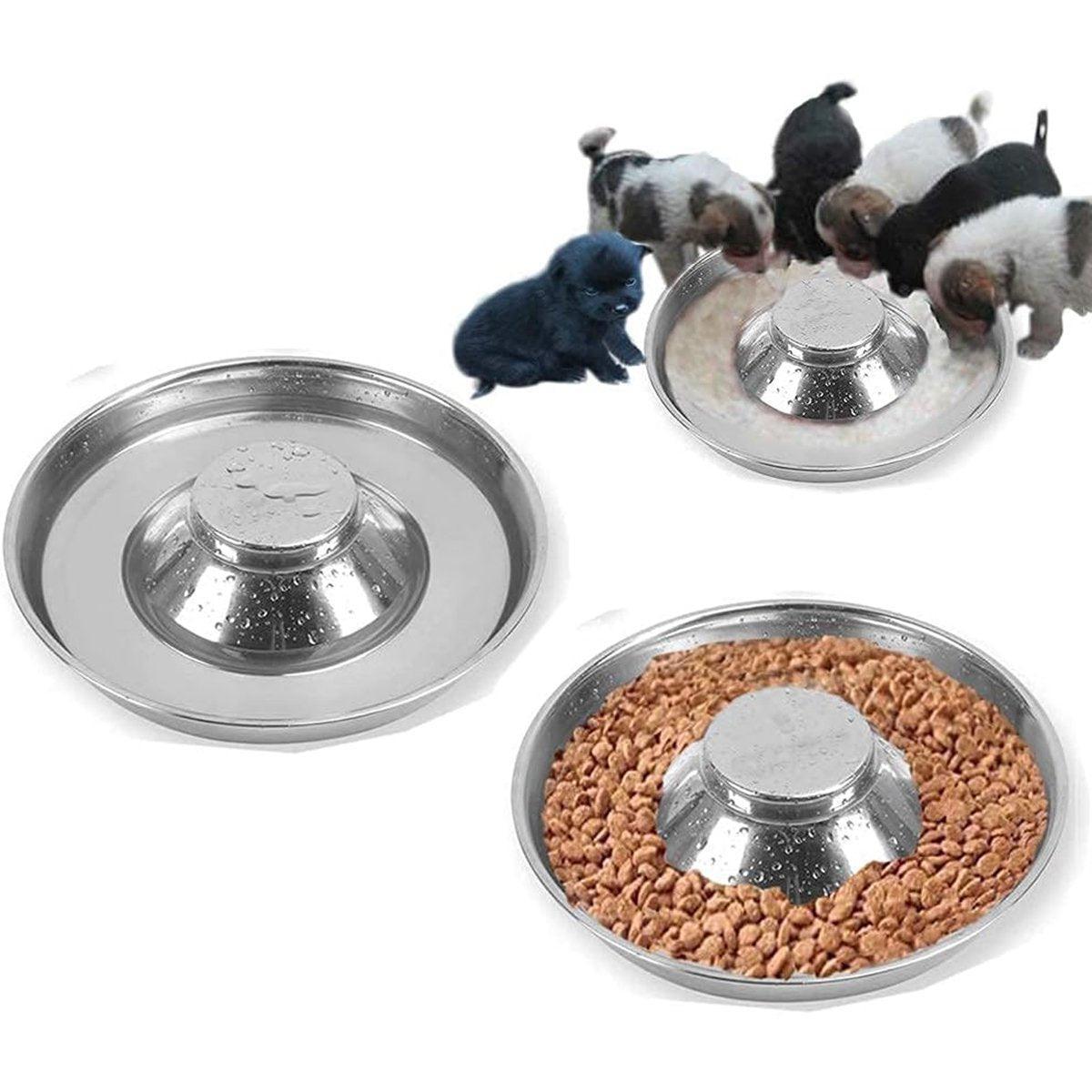 Stainless Steel 30cm Slow Feeder Pet Food Bowls 2pcs Non-Slip Design