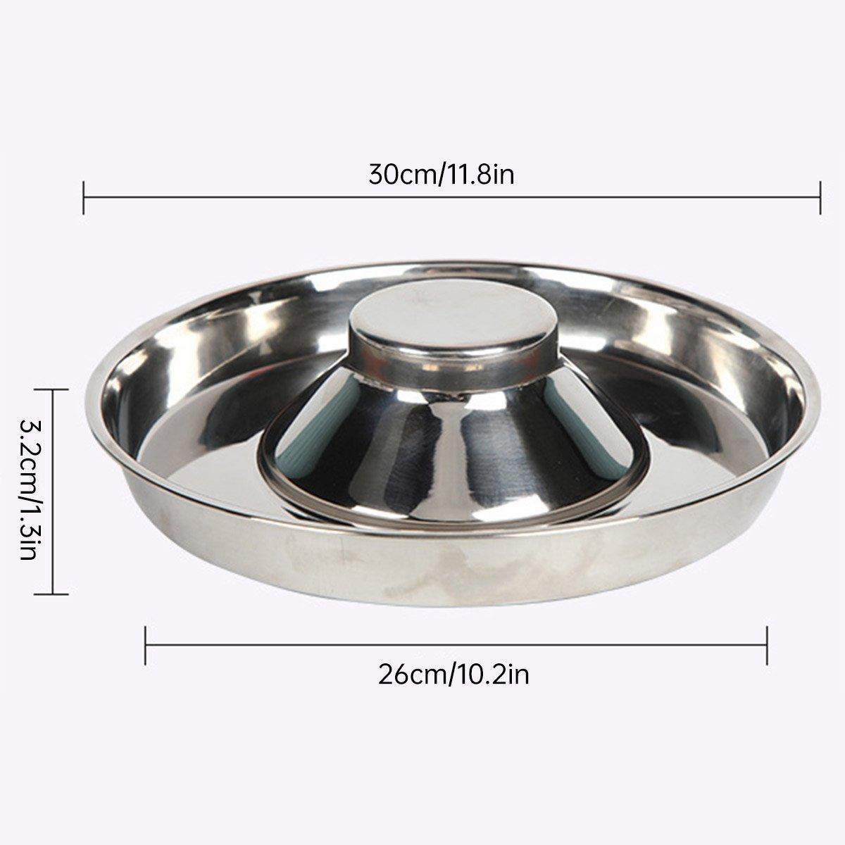 Stainless Steel 30cm Slow Feeder Pet Food Bowls 2pcs Non-Slip Design