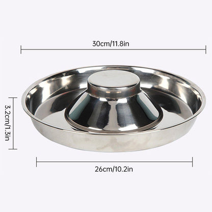 Stainless Steel 30cm Slow Feeder Pet Food Bowls 2pcs Non-Slip Design