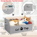 Foldable Pet Toy Storage Box - 50x29x22cm - Cat/Dog Design, Cotton Linen - SuperSaverAU - view 3