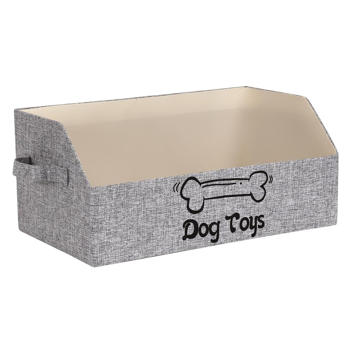 Foldable Pet Toy Storage Box - 50x29x22cm - Cat/Dog Design, Cotton Linen
