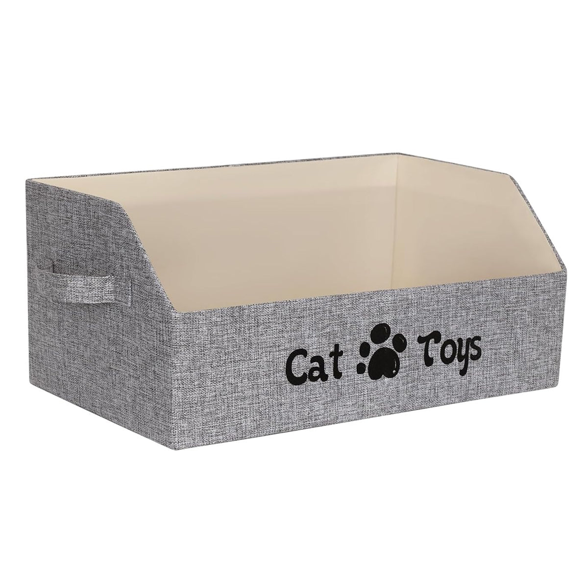 Foldable Pet Toy Storage Box - 50x29x22cm - Cat/Dog Design, Cotton Linen
