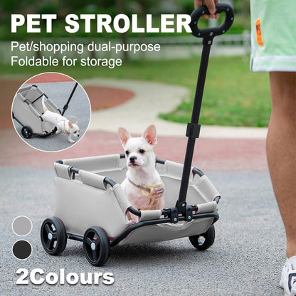 Black Foldable Pet Stroller for Dogs and Cats - Travel Carrier