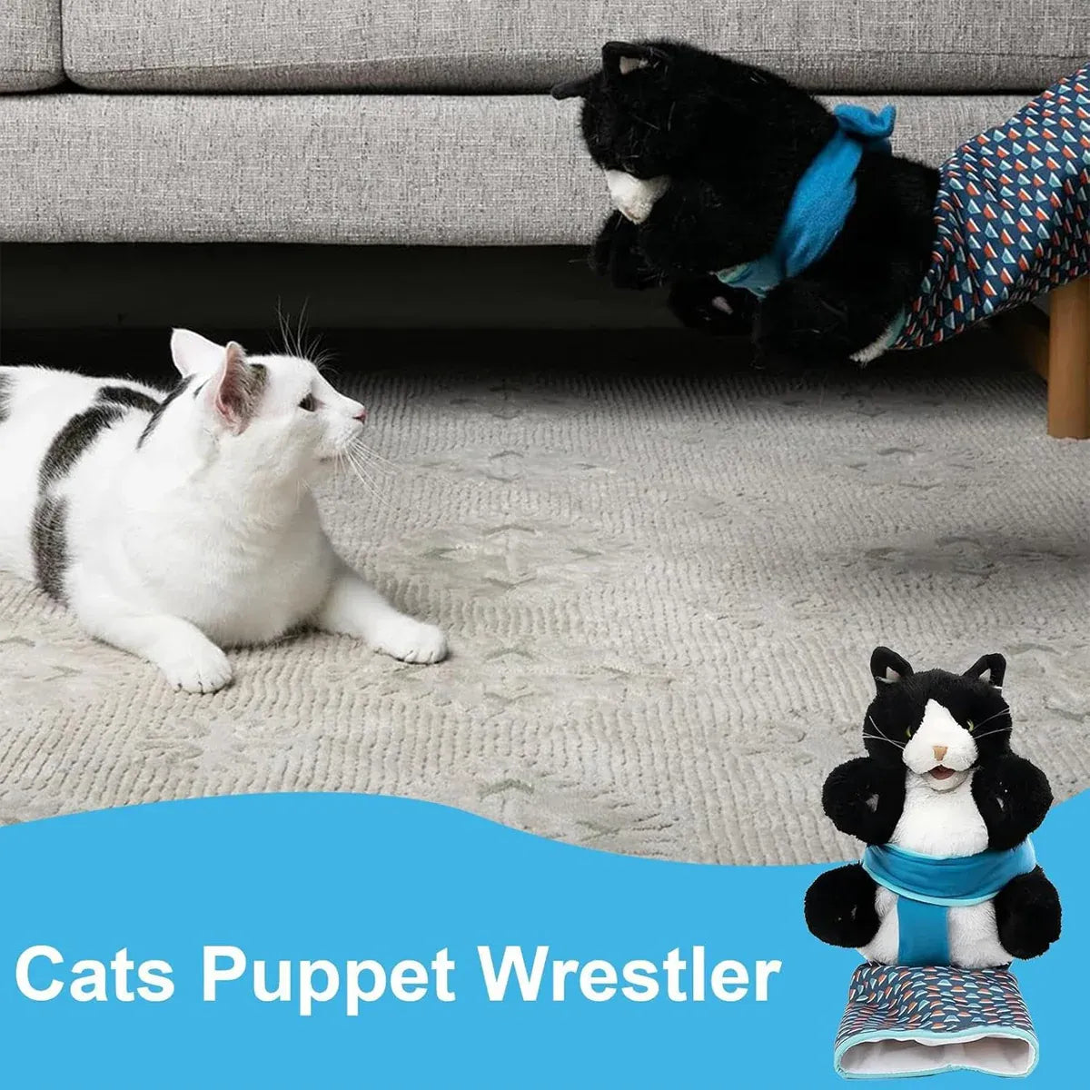 Premium Wrestler Cat Interactive Hand Puppet Toy - 20 x 50cm