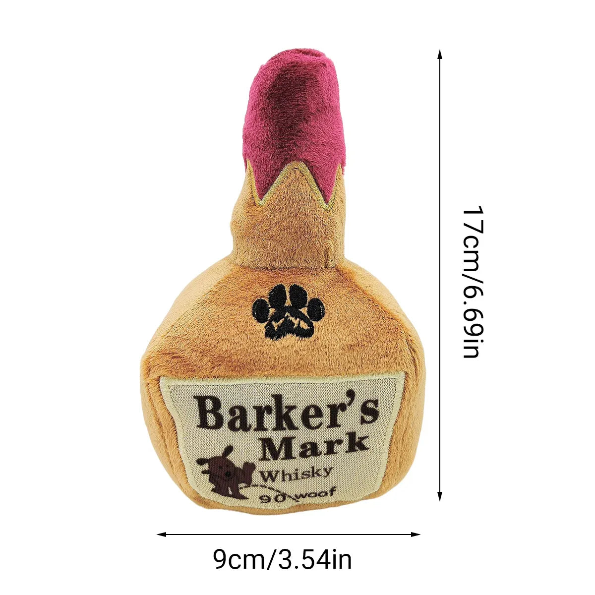 Premium Plush Wine Bottle Squeaky Dog Toy