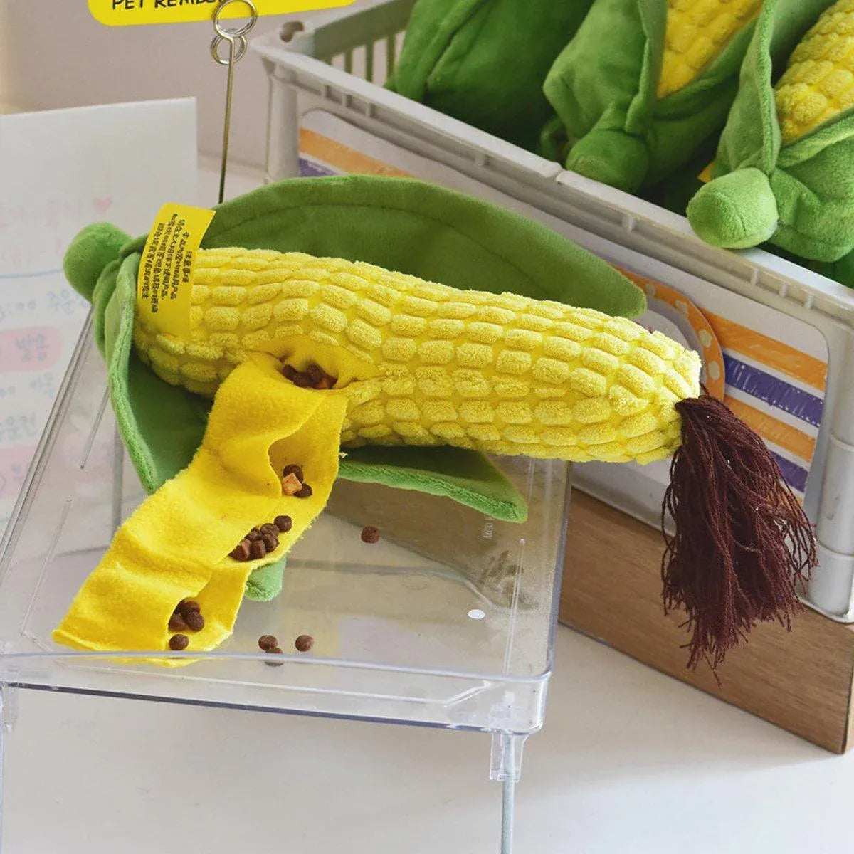 Premium Simulation Corn Dog Chew Toy with Slow Feeding Pocket