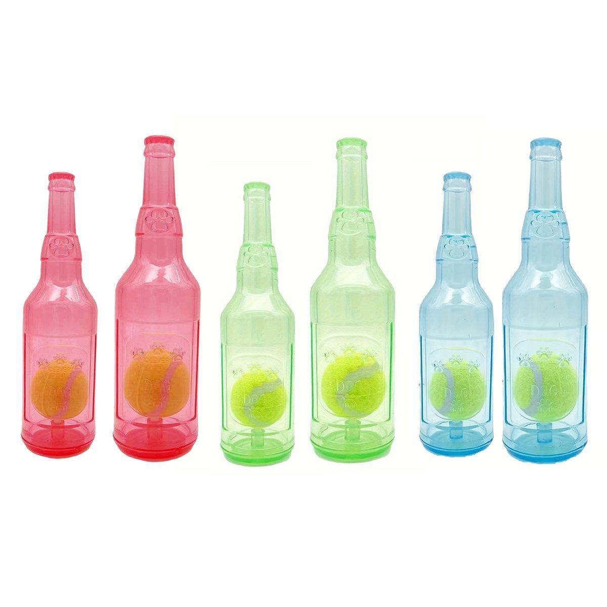 Premium Wine Bottle Dog Chew Toy with Tennis Ball - Green L