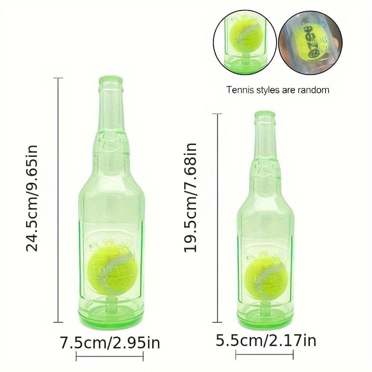 Premium Wine Bottle Dog Chew Toy with Tennis Ball - Green L