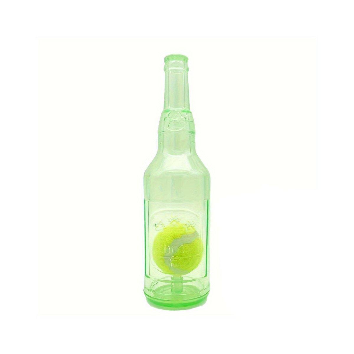 Premium Wine Bottle Dog Chew Toy with Tennis Ball - Green L