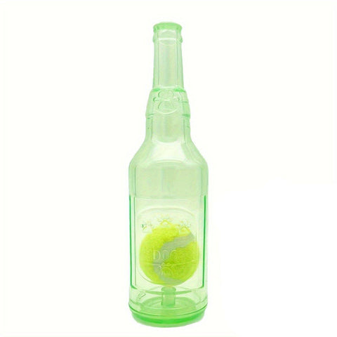 Premium Wine Bottle Dog Chew Toy with Tennis Ball - Green L