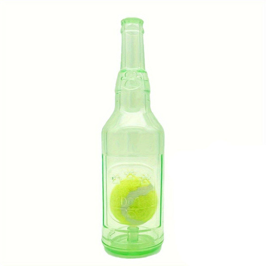 Premium Wine Bottle Dog Chew Toy with Tennis Ball - Green L