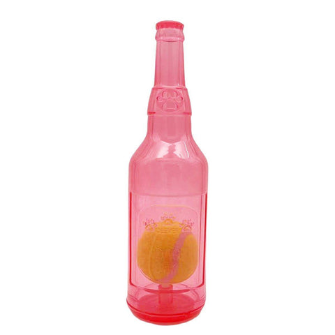 Premium Wine Bottle Dog Chew Toy with Tennis Ball - Red L