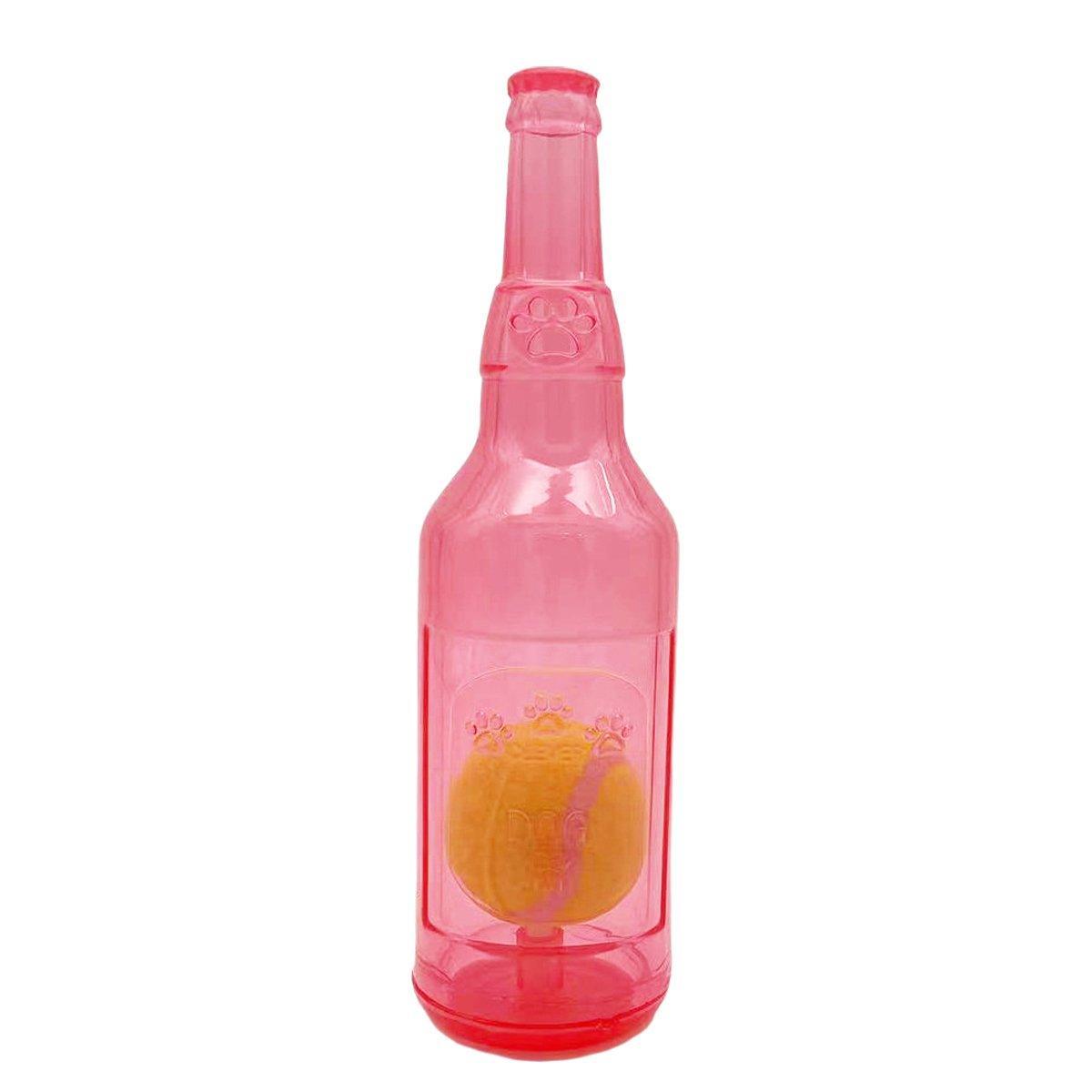 Premium Wine Bottle Dog Chew Toy with Tennis Ball - Red S