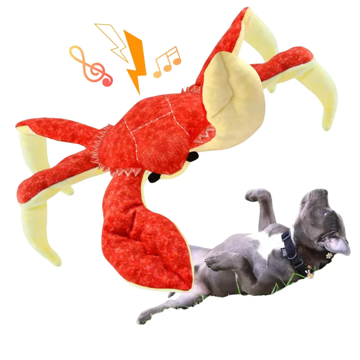 Premium Red Plush Crab Dog Toy with Reinforced Fabric