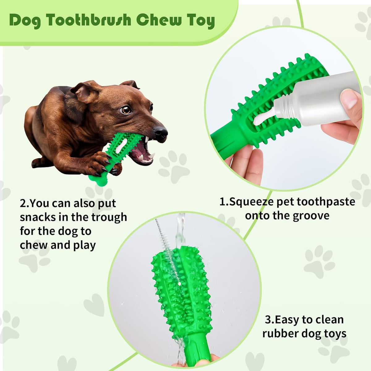 Premium Green Dog Chew Teething Toy with Treat-Dispensing Centre