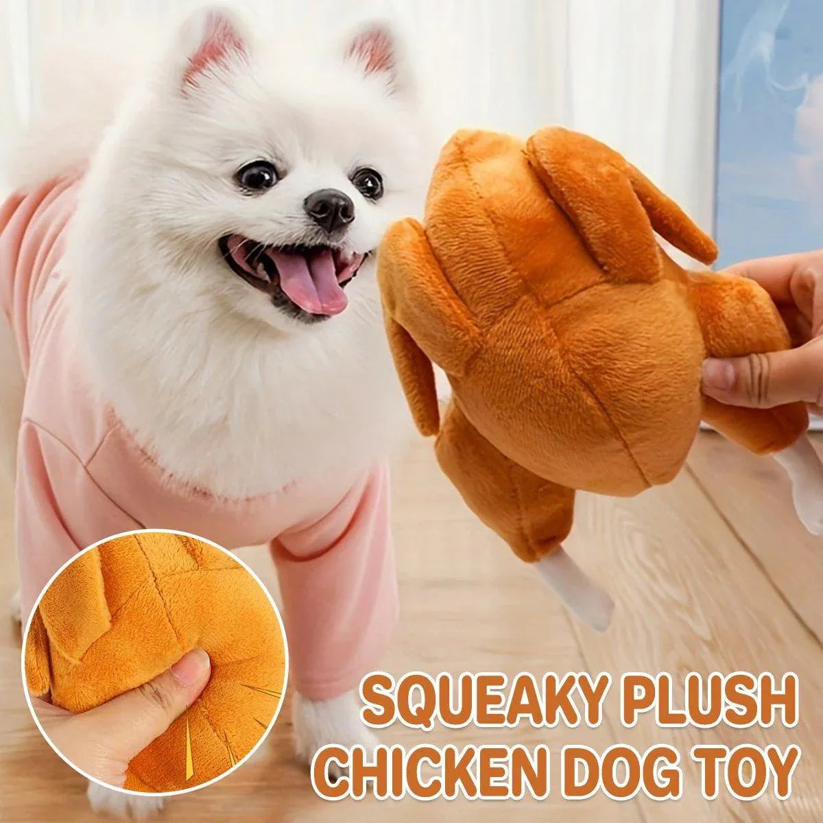 Premium Plush Roast Chicken Squeaky Dog Toy for Interactive Play