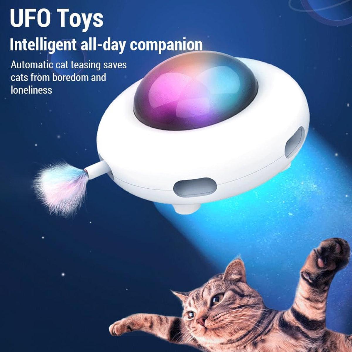 UFO Cat Toy Interactive Teaser, 156mm x 92mm, USB Charging, Adjustable Speeds