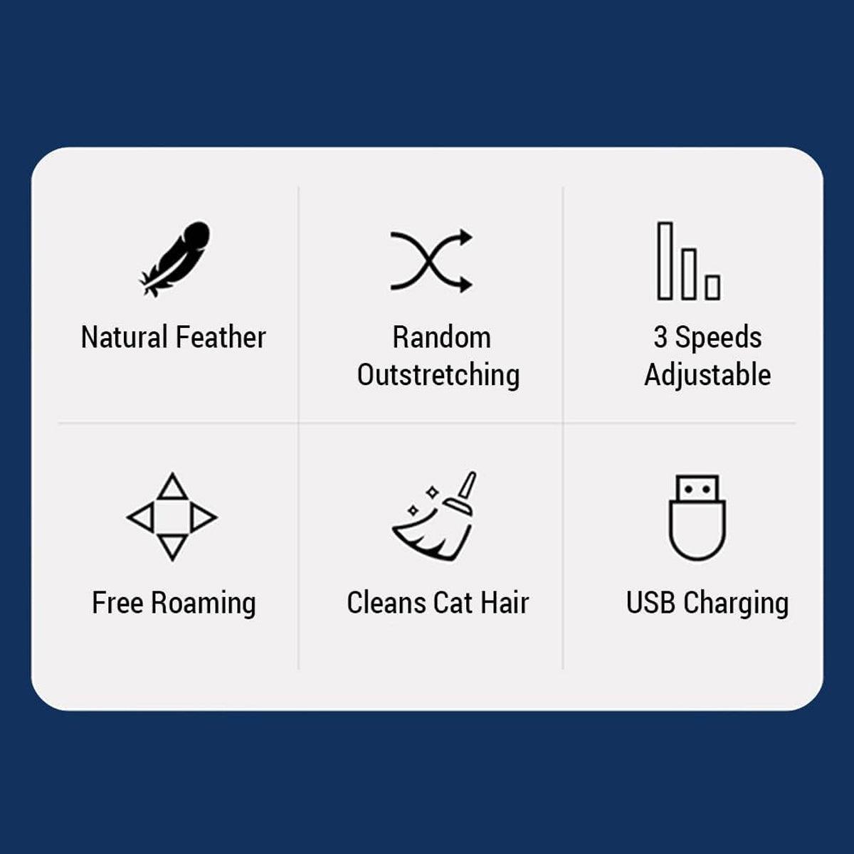 UFO Cat Toy Interactive Teaser, 156mm x 92mm, USB Charging, Adjustable Speeds