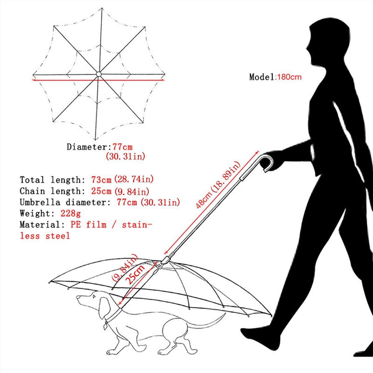 Premium Transparent Pet Umbrella with Built-In Leash - 30 Inch