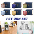 Premium Blue Ceramic Pet Keepsake Urn with Ice Crack Glaze & Storage Box