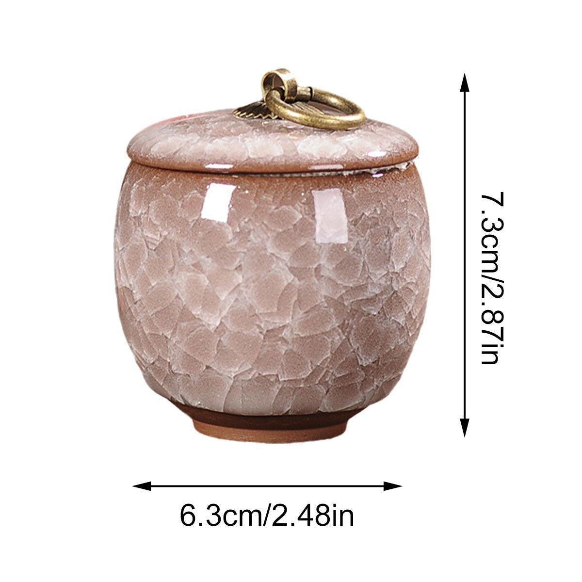 Premium Blue Ceramic Pet Keepsake Urn with Ice Crack Glaze & Storage Box
