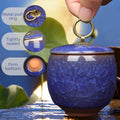 Premium Blue Ceramic Pet Keepsake Urn with Ice Crack Glaze & Storage Box