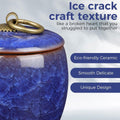 Premium Blue Ceramic Pet Keepsake Urn with Ice Crack Glaze & Storage Box