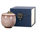 Premium Blue Ceramic Pet Keepsake Urn with Ice Crack Glaze & Storage Box