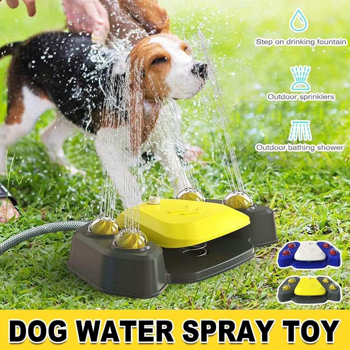 Automatic Water Dispenser & Bath Spray Toy for Dogs - Blue, Footstep-Activated