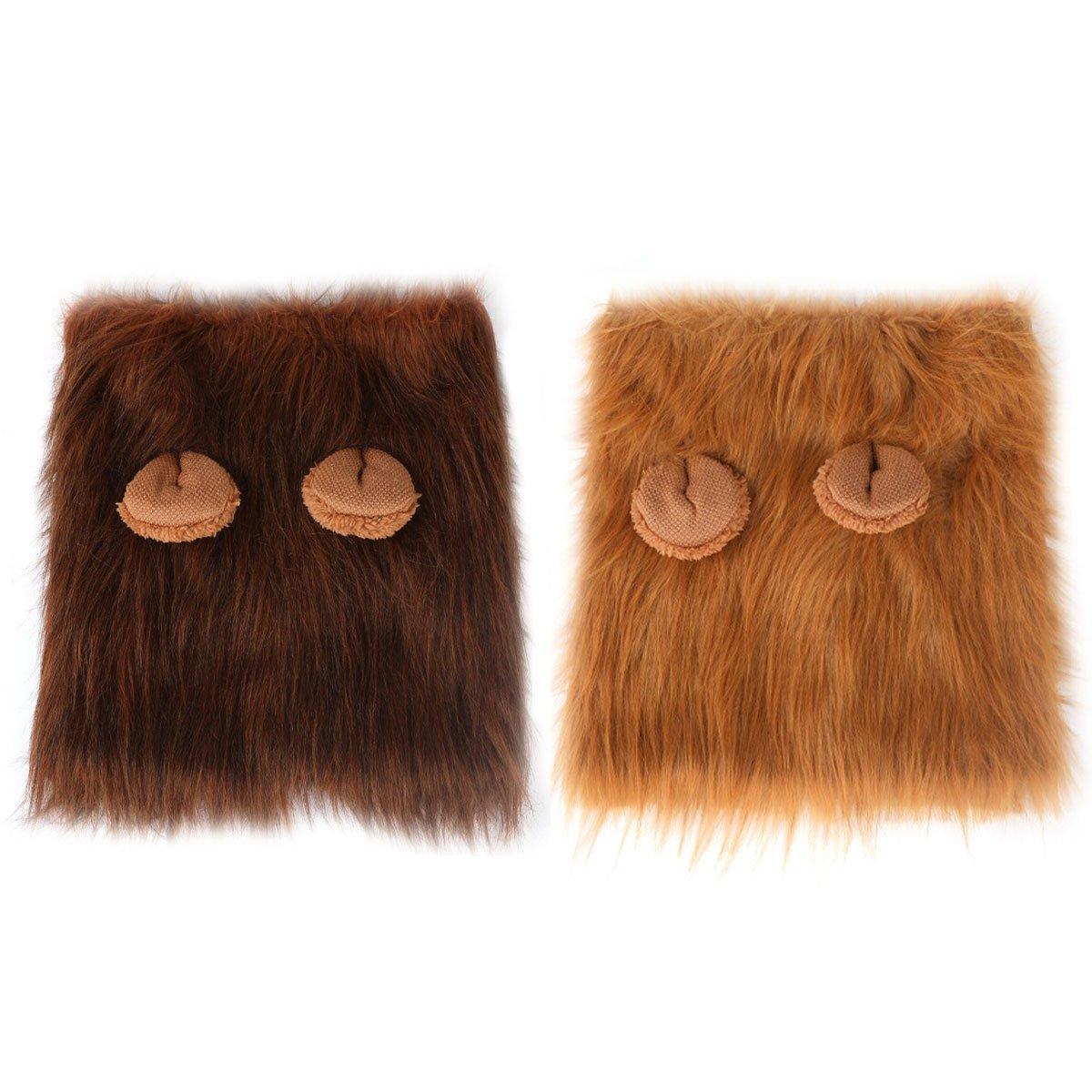 Premium Pet Lion Mane Wig Costume Adjustable - Light Brown L